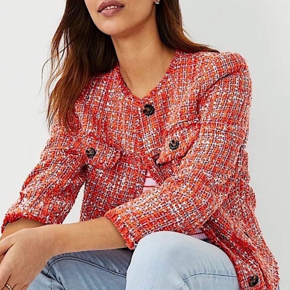 Ann Taylor Fringe Tweed Blazer/Jacket - Size 14